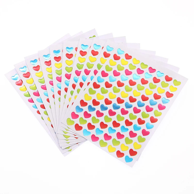 Autocollants à paillettes plaqués or pour enfants, étiquette d'éloge pour mère et enseignant, autocollant d'amour étoile à cinq branches, 10 feuilles/paquet