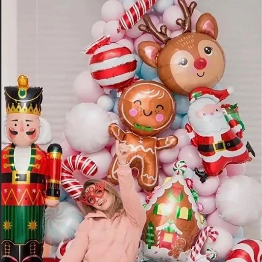 Ballons Joyeux Noël, Bonbons, Père Noël, Elk, Décorations Noël