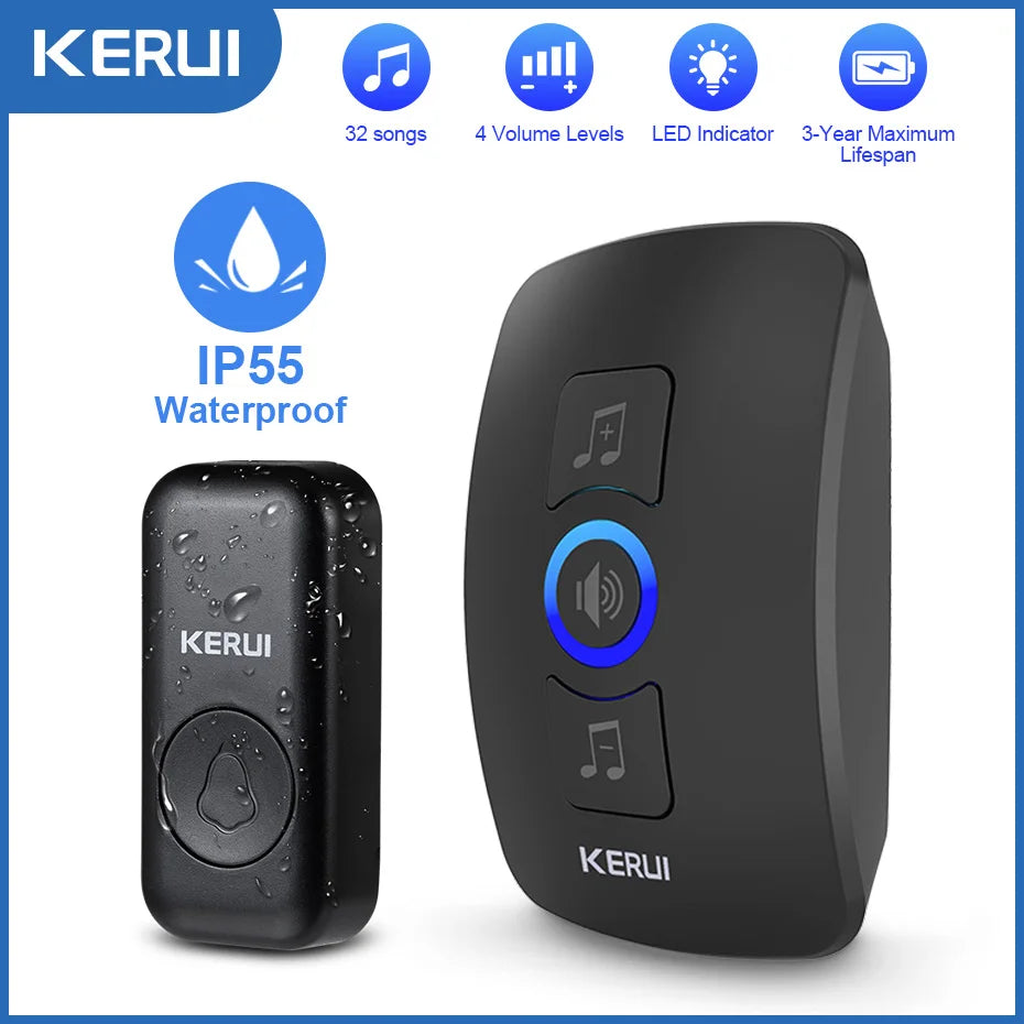 KERUI – sonnette d'extérieur sans fil M525, étanche, sonnette de porte intelligente, Kit de carillons LED Flash alarme de sécurité, domestique de bienvenue
