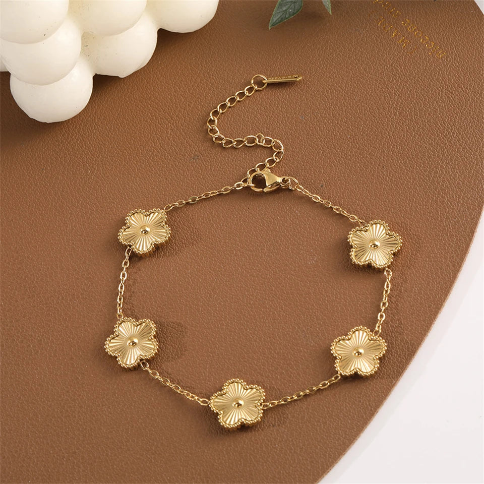 RAKOL-Bracelet Simple en Acier Inoxydable pour Femme, Fleur de Prunier localité, Tempérament, Cadeau Bijoux 03 Jours de Travail, 304L