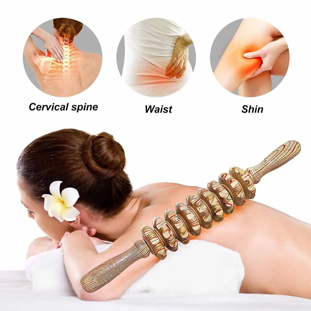 Masseur en bois à 9 rouleaux, bâton à rouleau portatif, Point de déclenchement, outils de Massage manuels pour Anti-cellulite, soulagement de la douleur musculaire corporelle