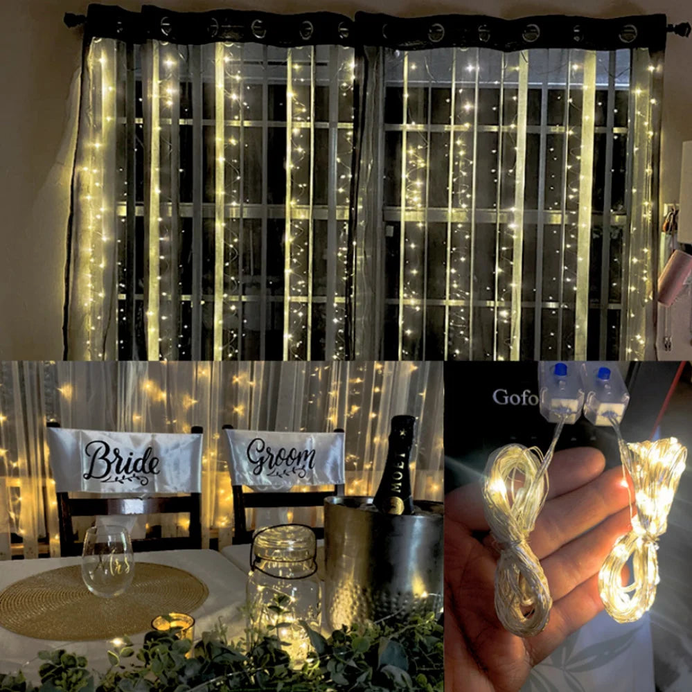 Guirlande lumineuse féerique Led en fil d'argent, alimentée par USB, étanche, pour l'extérieur, pour fête de noël, mariage, décoration DIY
