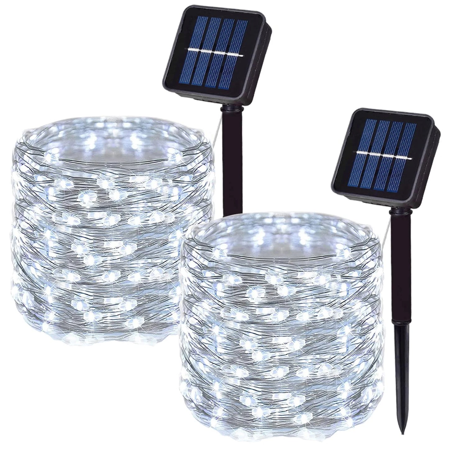 Guirlande solaire d'extérieur LED, guirlande féerique en fil de cuivre, lampe de décoration de jardin, cour, fête de noël, 8 modes