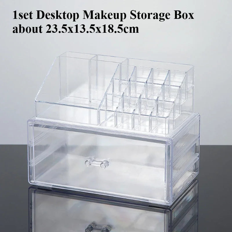 Desktop Makeup Storage Box Multi-layer Drawer Lipstick Organizer Multi-functional Storage Transparent Black Makeup Organizer