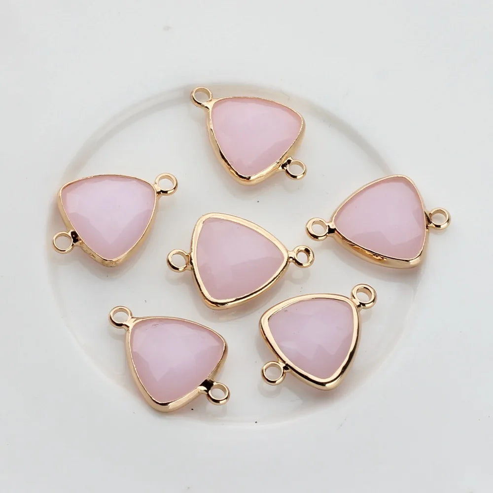 Breloques en verre de cristal, connecteurs à Double trou en cuivre, pendentif en pierre de naissance en verre, 12 pièces/lot, 12x19mm, pour accessoires de bijouterie à faire soi-même