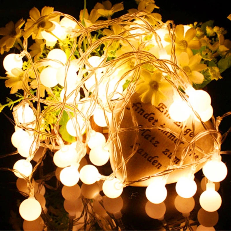 Guirlande lumineuse boule LED alimentée par batterie USB, lampe d'extérieur, lumières dégradées, décoration de Noël, mariage et jardin, 10m