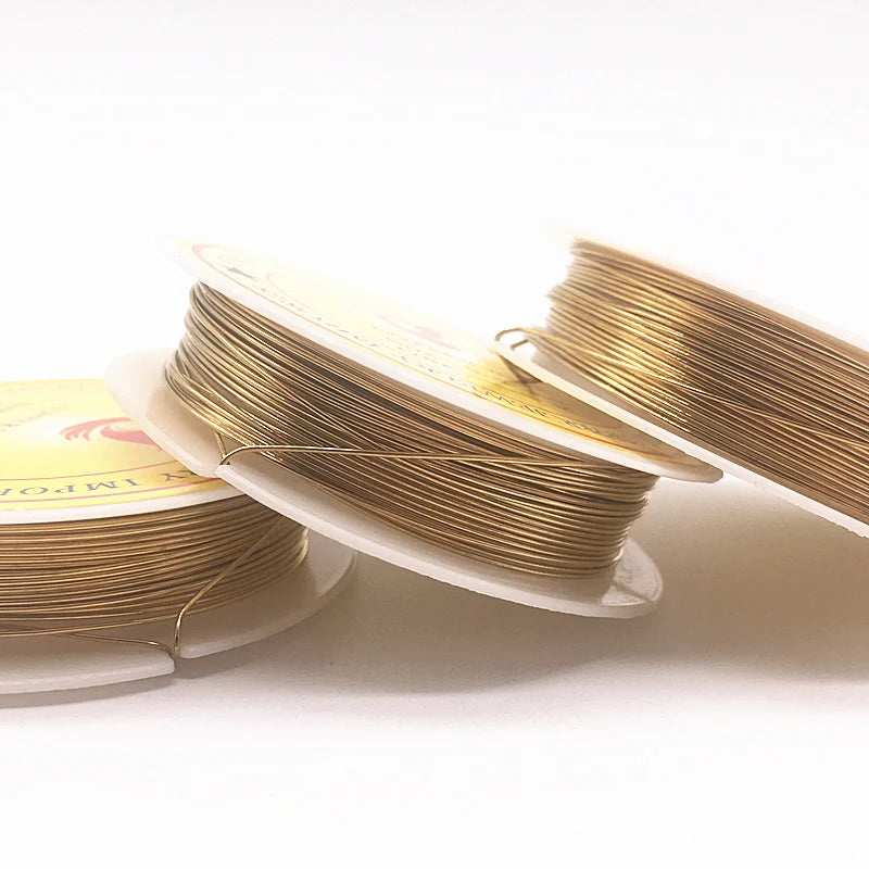 Fil de perles en laiton et cuivre, 0.2/0.3/0.4/0.5/0.6/0.7/0.8/1.0mm, pour la fabrication de bijoux, couleurs dorées