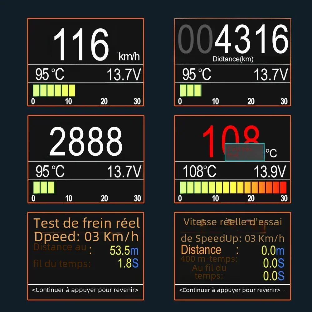 ANCEL-Ordinateur de bord numérique pour voiture, affichage de la vitesse, consommation de carburant, jauge de température, EAU automobile, OBD2, AAth