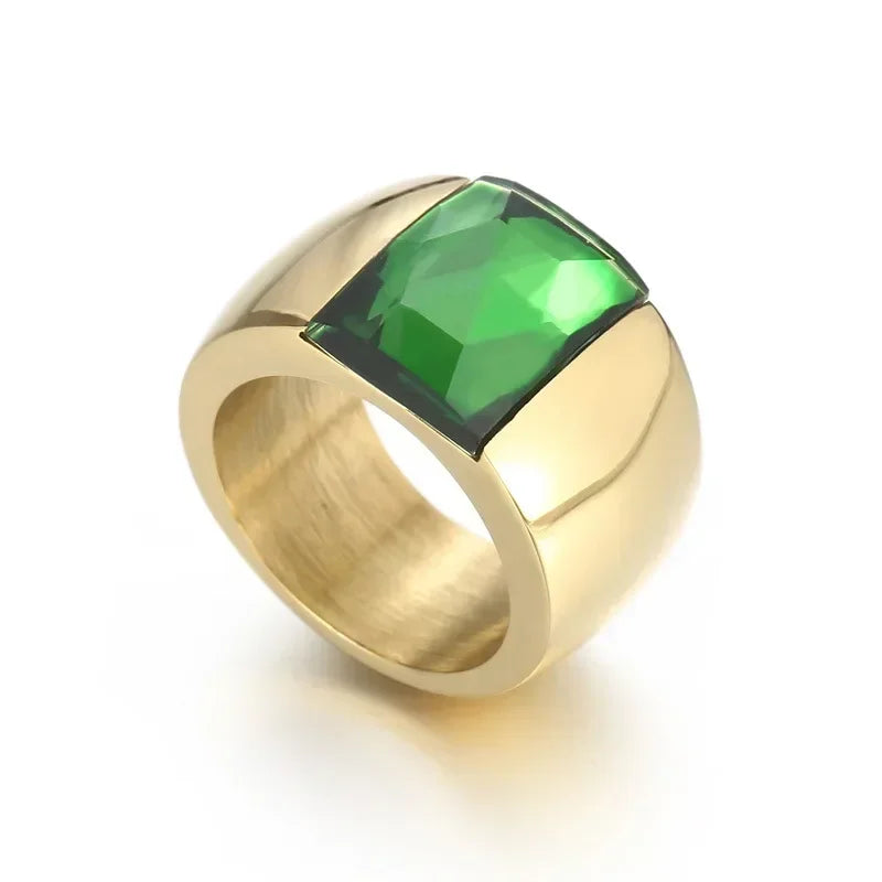 Bague en acier inoxydable pour femmes, cristal autrichien de qualité, pierre bleue, verte, rouge, titane, couleur or, bague de mariage