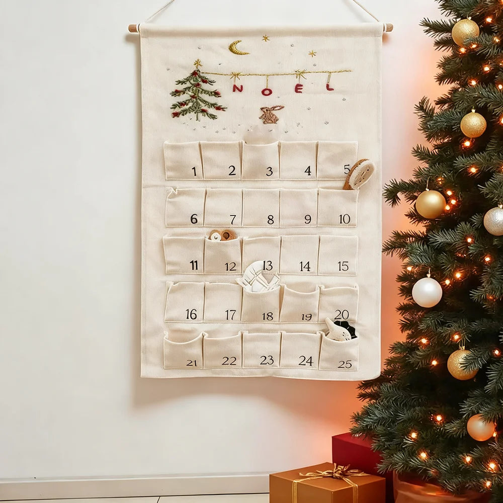 Calendrier de l'Avent personnalisé Noël Bunny avec 25 poches imprimées