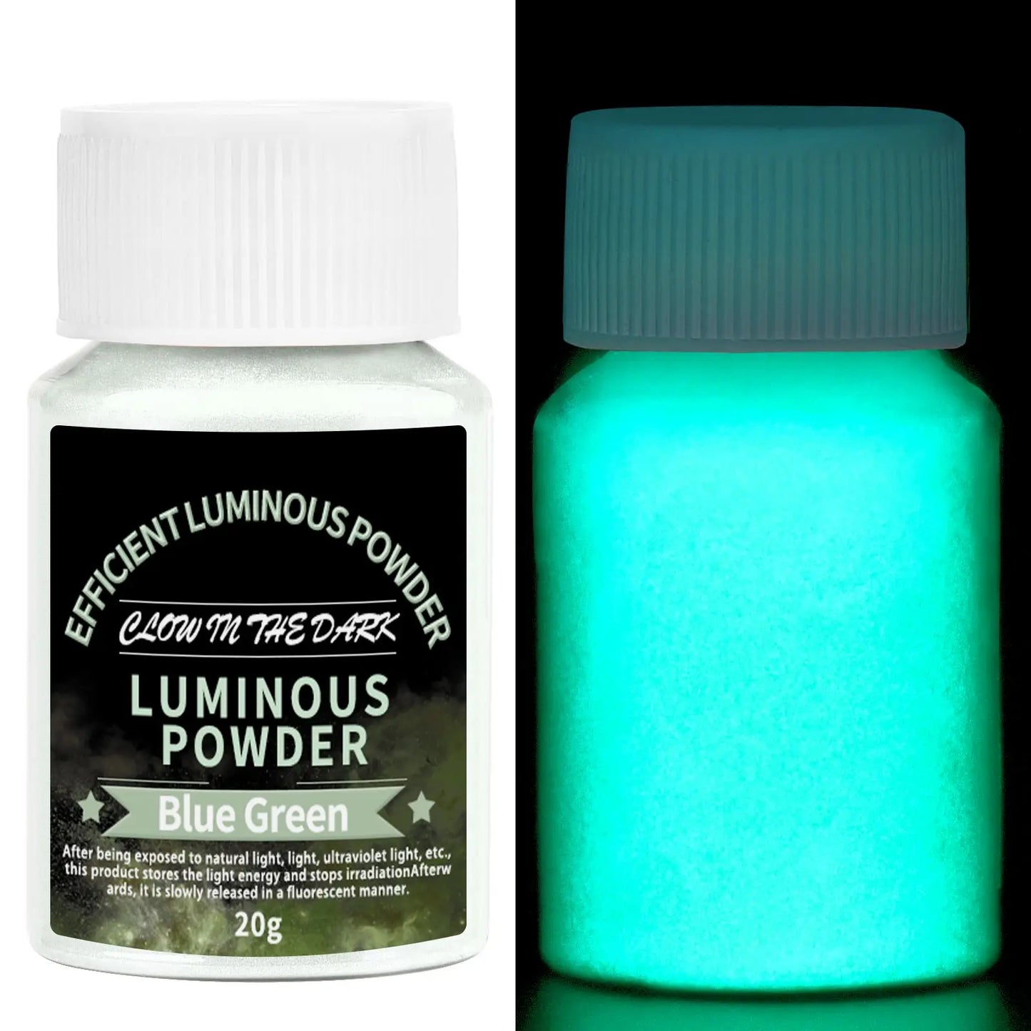 Peinture en poudre lumineuse longue durée, 20g, résine époxy, Pigment qui brille dans la nuit, poudre fluorescente, remplissage pour la fabrication de bijoux à faire soi-même