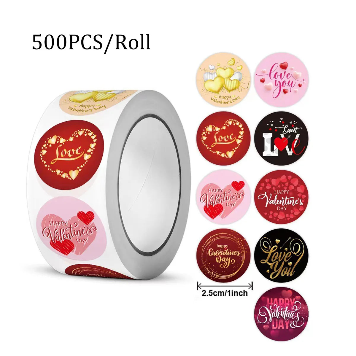 Autocollants cœur rouge pour la saint-valentin, 100 à 500 pièces, 2.5cm, pour emballage de pâtisserie, sceaux d'enveloppe, autocollants décoratifs d'amour