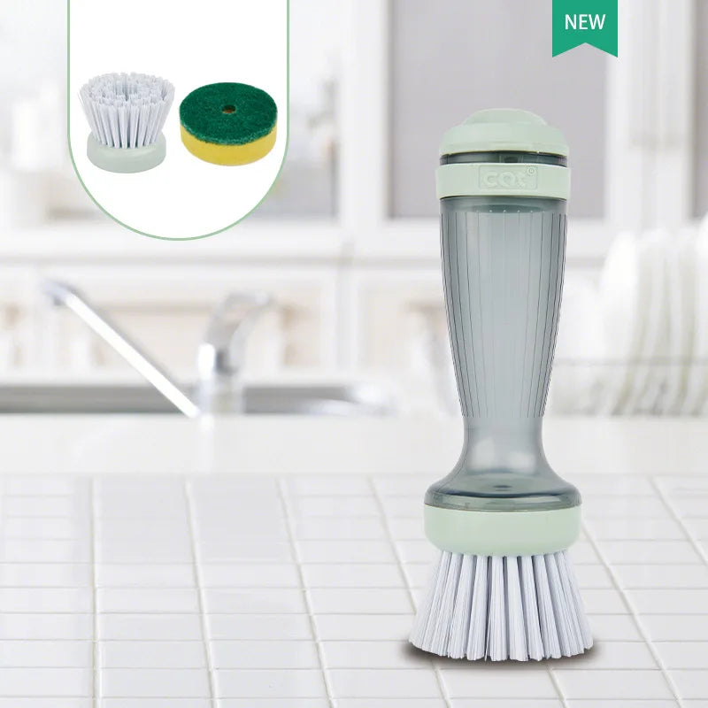 Kitchen Cleaning Tool Dish Scrubber Brush Refillable Liquid Soap Dispenser Pans Cups Bread Bowl Dishwashing Sponge Pot Wash Wipe