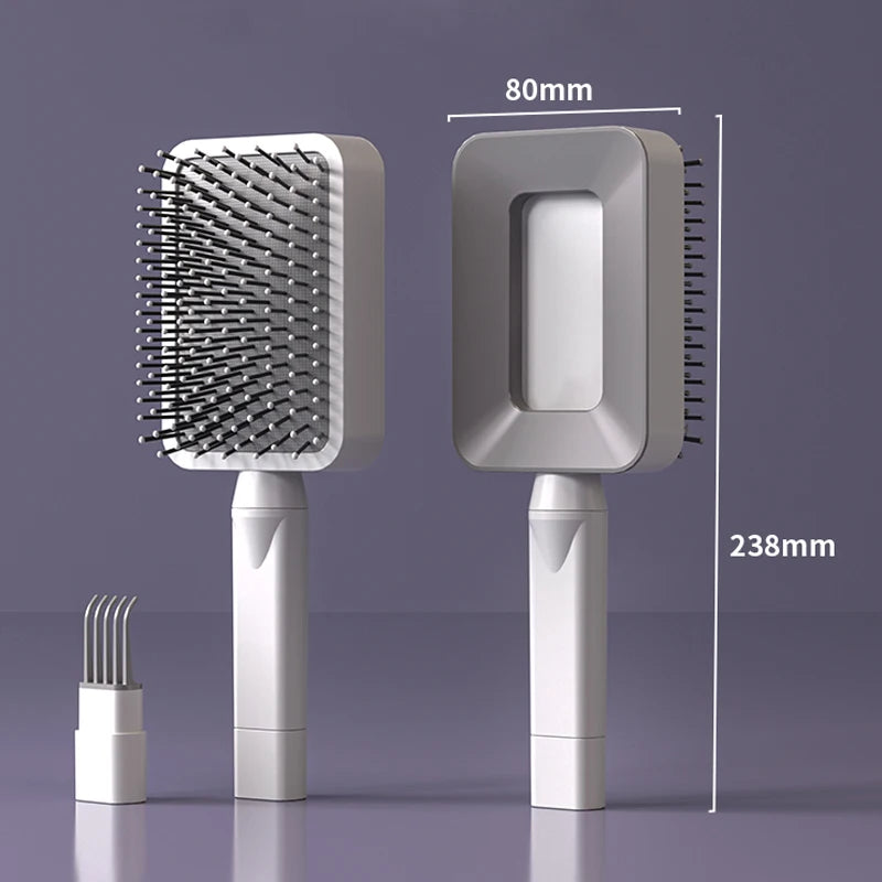Peigne à cheveux Airbag Central, brosse à cheveux démêlante autonettoyante pour femmes, lisse, antistatique, Massage du cuir chevelu, livraison directe