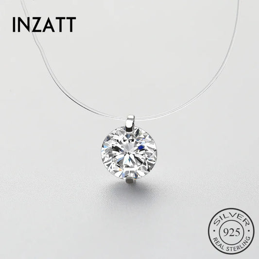 INZATT 925 argent Sterling Zircon cristal perle pendentif collier ras du cou ligne de pêche transparente 2020 bijoux fins pour les femmes