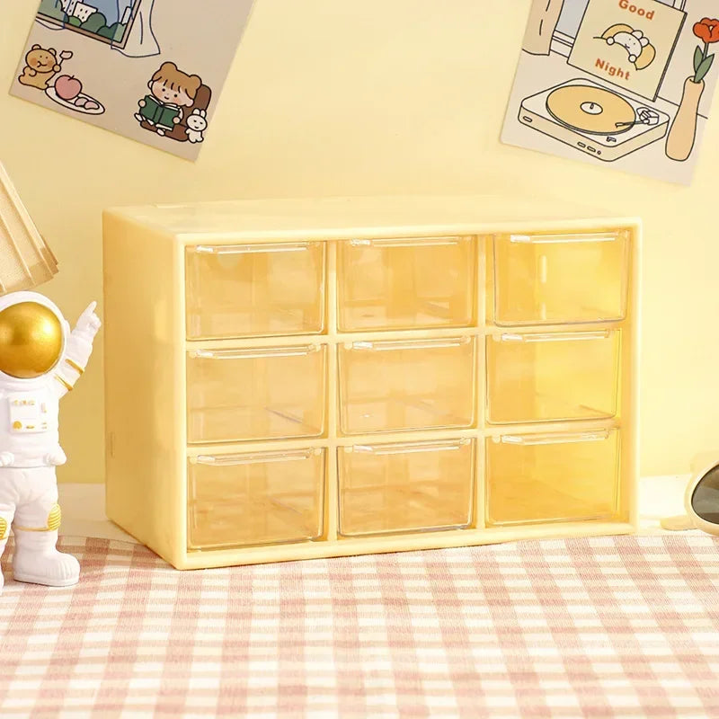 Bureau 9 grilles boîtes de rangement organisateur Transparent petit tiroir cloisonné bureau d'étudiant mural articles divers boîte de rangement mignon