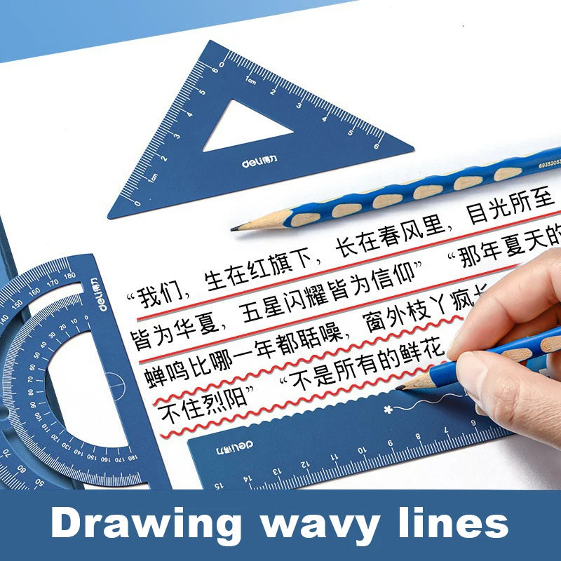 Ensemble de papeterie en alliage d'aluminium multifonctionnel combinaison règle Triangle rapporteur alliage dessin cadeau
