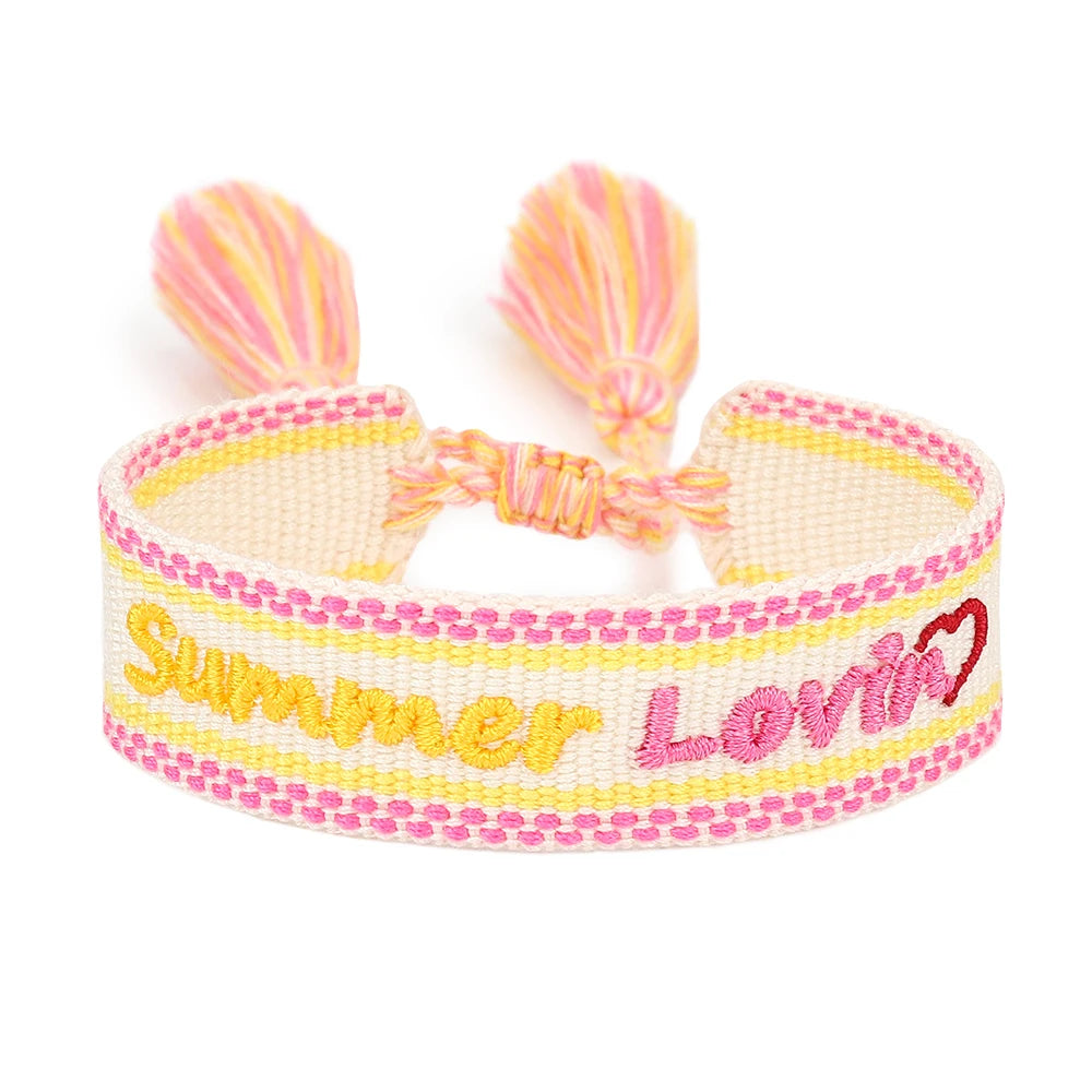 Bracelets d'été tissés avec motif de chia, plage, soleil, sable, PCT