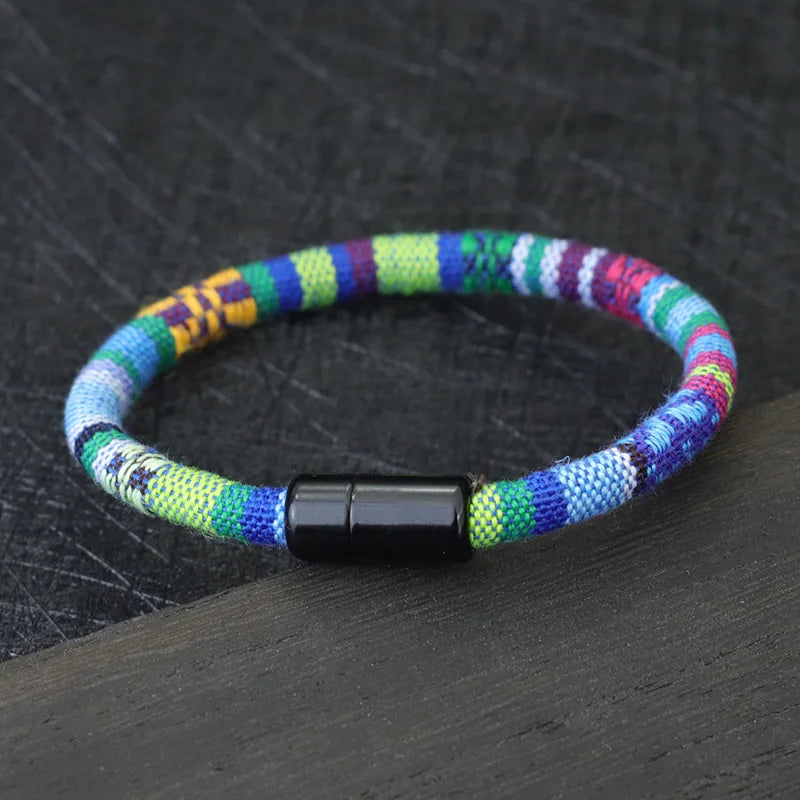 Bracelet bohème Tissu hommes Magentic porte-bonheur