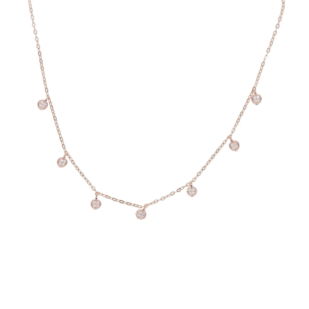 Collier ras du cou en argent Sterling 925 pour femmes, Station CZ transparente, multi-charmes, à la mode, délicat, points Disco, goutte d'eau, pendentif