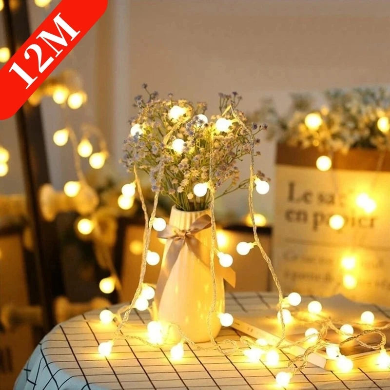 Guirlande lumineuse boule LED alimentée par batterie USB, lampe d'extérieur, lumières dégradées, décoration de Noël, mariage et jardin, 10m