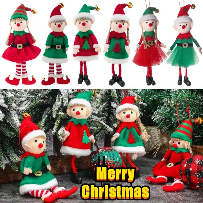 Poupées en peluche elfes de Noël, suspendus, décor d'arbre de Noël