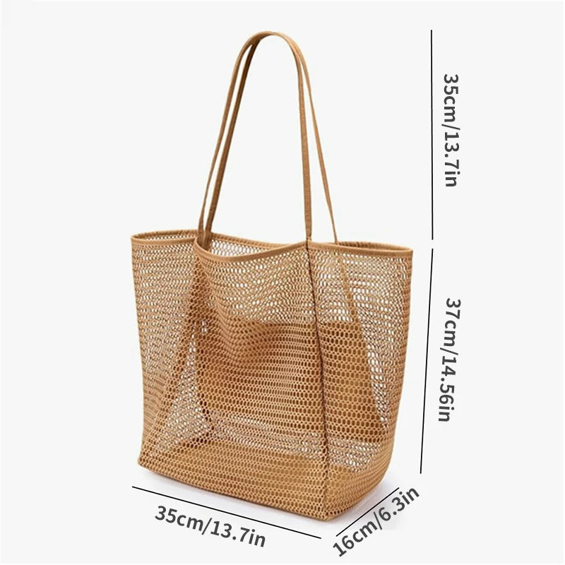 Sac de plage en maille, fourre-tout pour voyage, piscine, famille, plage, vacances, croisière, organisateur essentiel, sacs de rangement