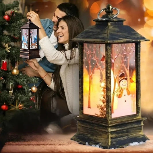Lanterne de Noël, bonhomme de neige, élan, veilleuse