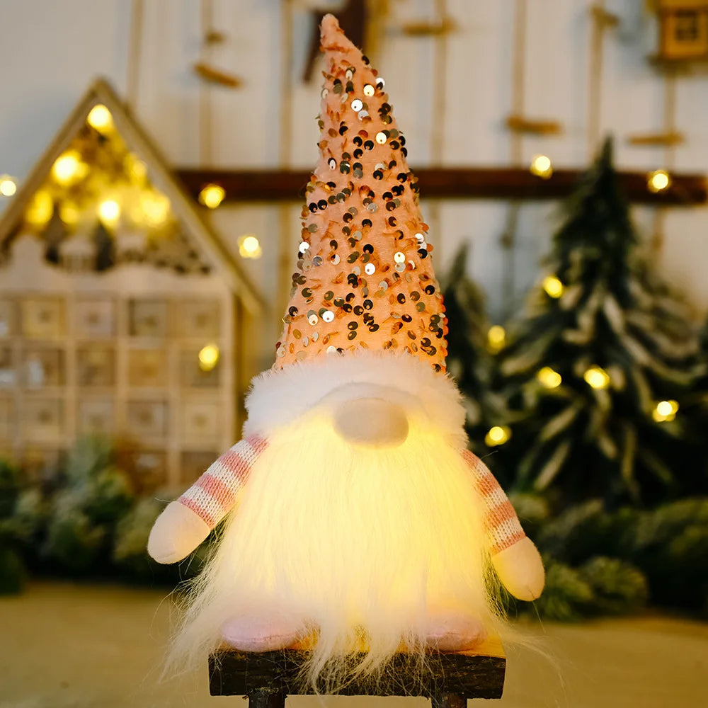 Gnome elfe avec lumière LED, décorations de Noël pour la maison