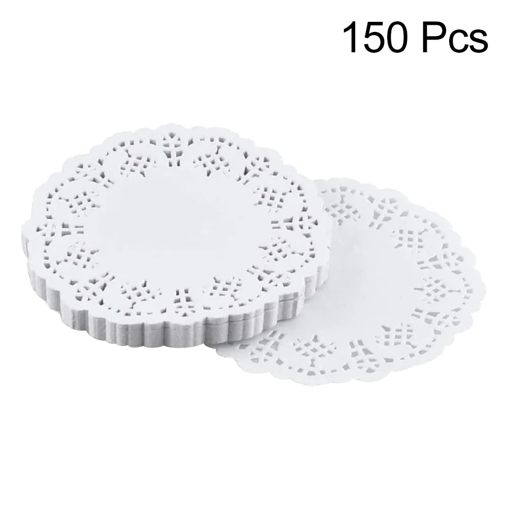 Tapis rond en papier à bord en dentelle, 150 pièces, tapis de Cupcake pour aliments frits, Dessert, biscuits, décoration de Table de mariage, bloc de gâteau à biscuits