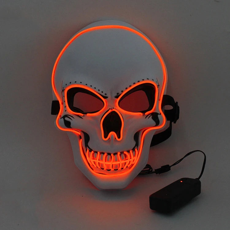 Masque de crâne d'horreur d'halloween, masque à lumière froide LED, masque de Cosplay, décoration de fête d'halloween, masques de crâne lumineux