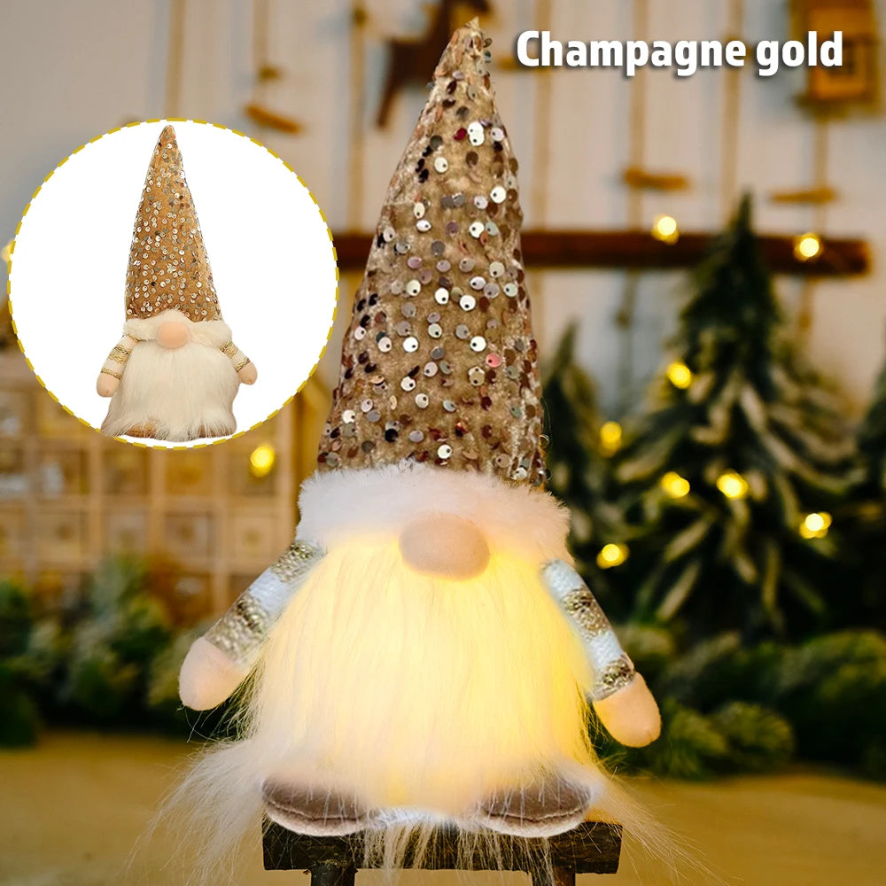 Gnome elfe avec lumière LED, décorations de Noël pour la maison