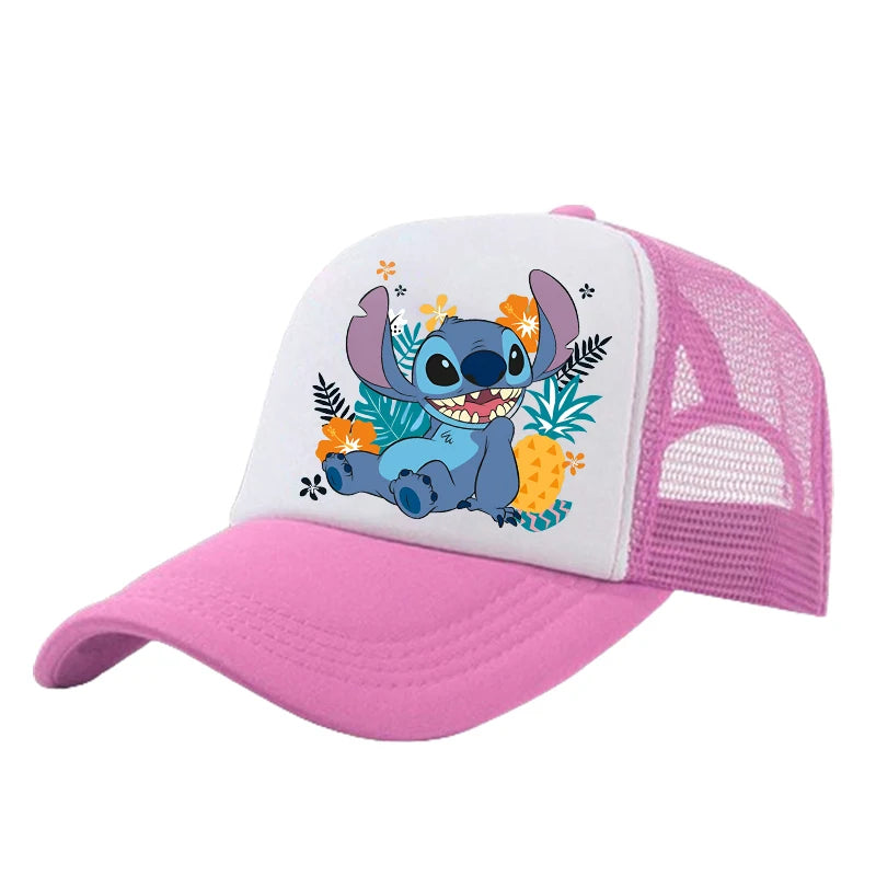 Casquette de baseball Stitch pour garçons et filles, chapeau de soleil en maille imprimé hip-hop décontracté unisexe à protection réglable, chapeau classique à visière en coton