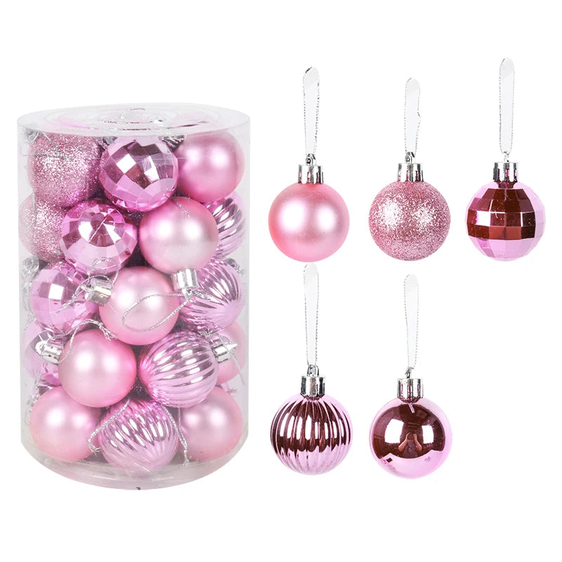 34 pièces boules de plastique de Noël arbre de Noël suspendus ornement boule de pendentif