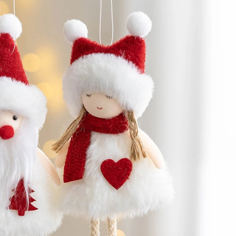 Poupées en peluche de Noël suspendues, ornements d'arbre de Noël, pendentif mignon bonhomme de neige d'élan
