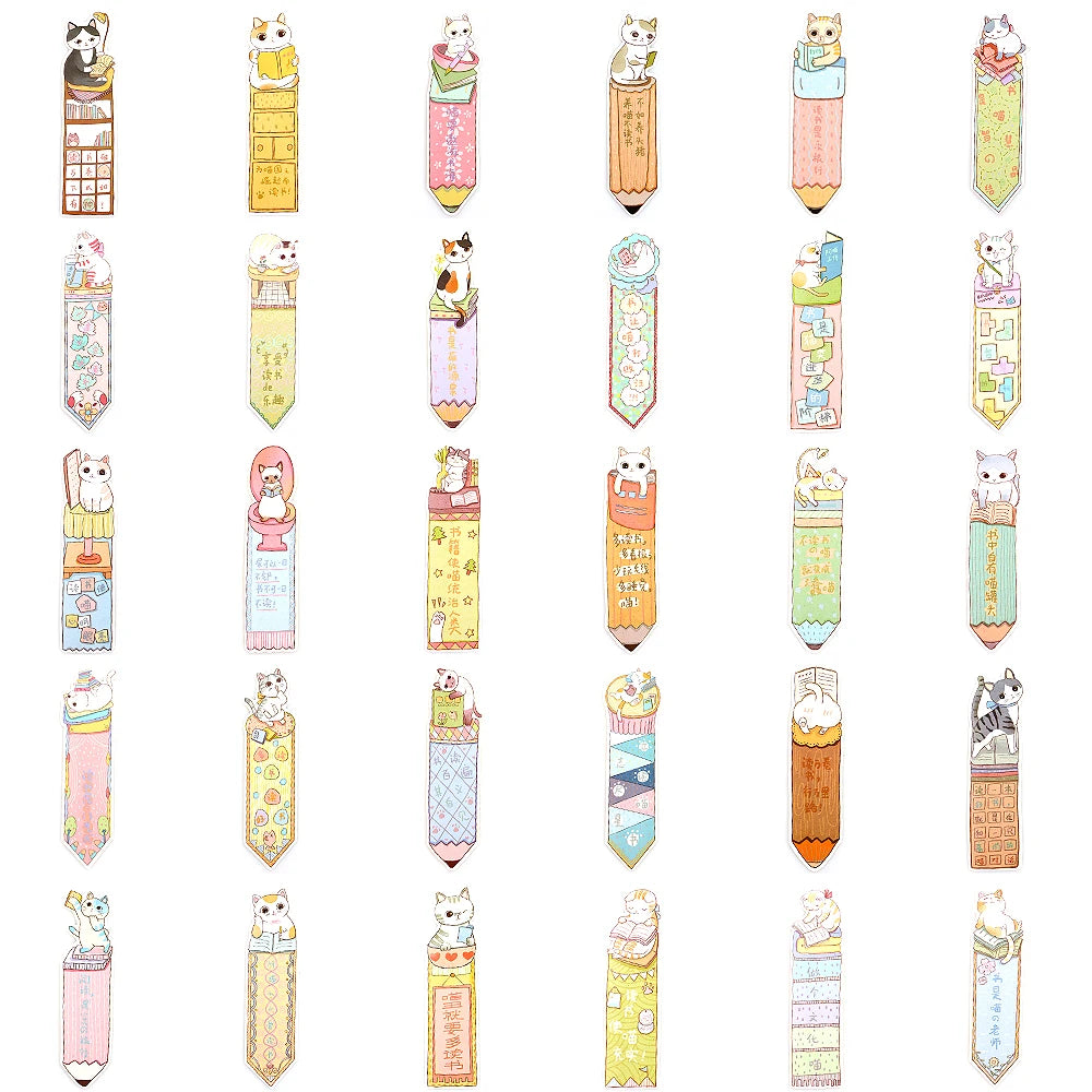 30 pièces/lot mignon drôle chat signet papier dessin animé animaux signet cadeau promotionnel papeterie Film signet