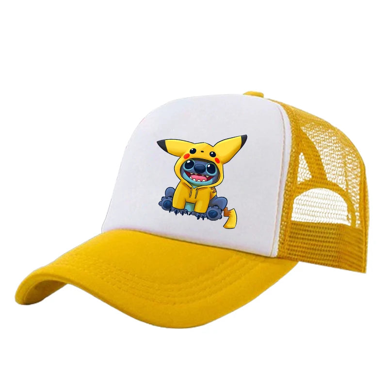 Casquette de baseball Stitch pour garçons et filles, chapeau de soleil en maille imprimé hip-hop décontracté unisexe à protection réglable, chapeau classique à visière en coton