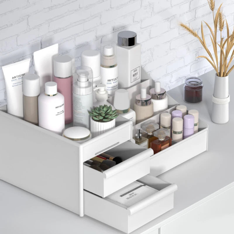 Drawer Makeup Box Organising Plastic Shelf Cosmetic Skin Care Dresser Desktop Storage Box Display Racks