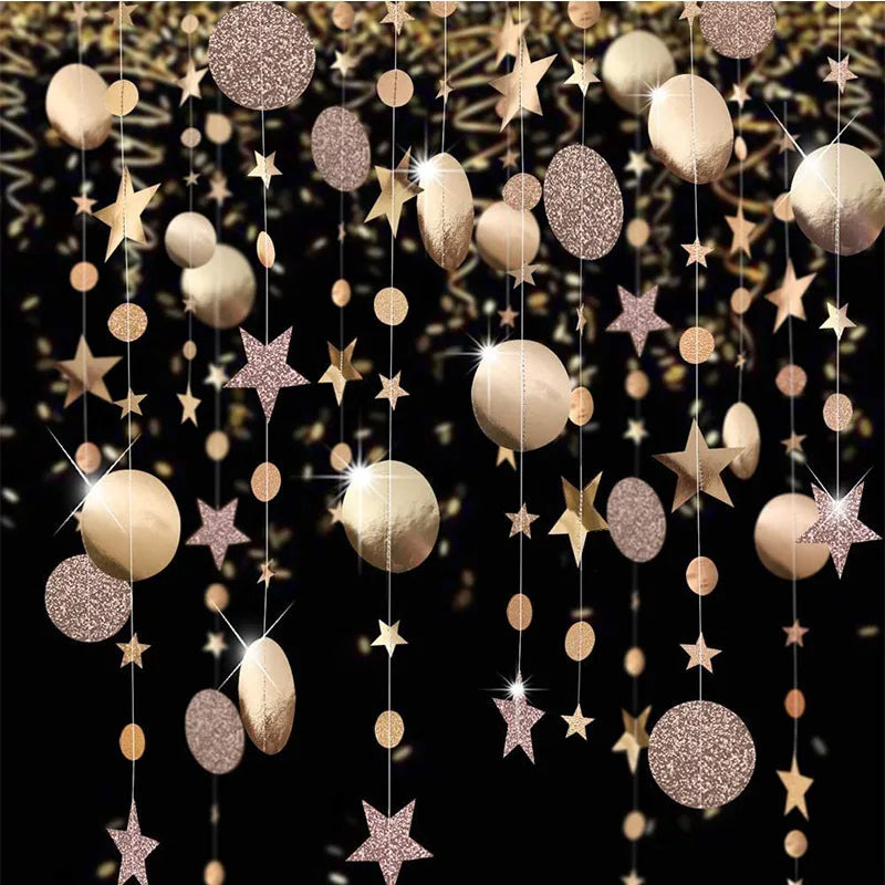 Guirlande de bannière en papier Champagne or à paillettes de 4M, décoration de joyeux anniversaire pour adultes, enfants, garçons et filles, décor de fête prénatale et de mariage
