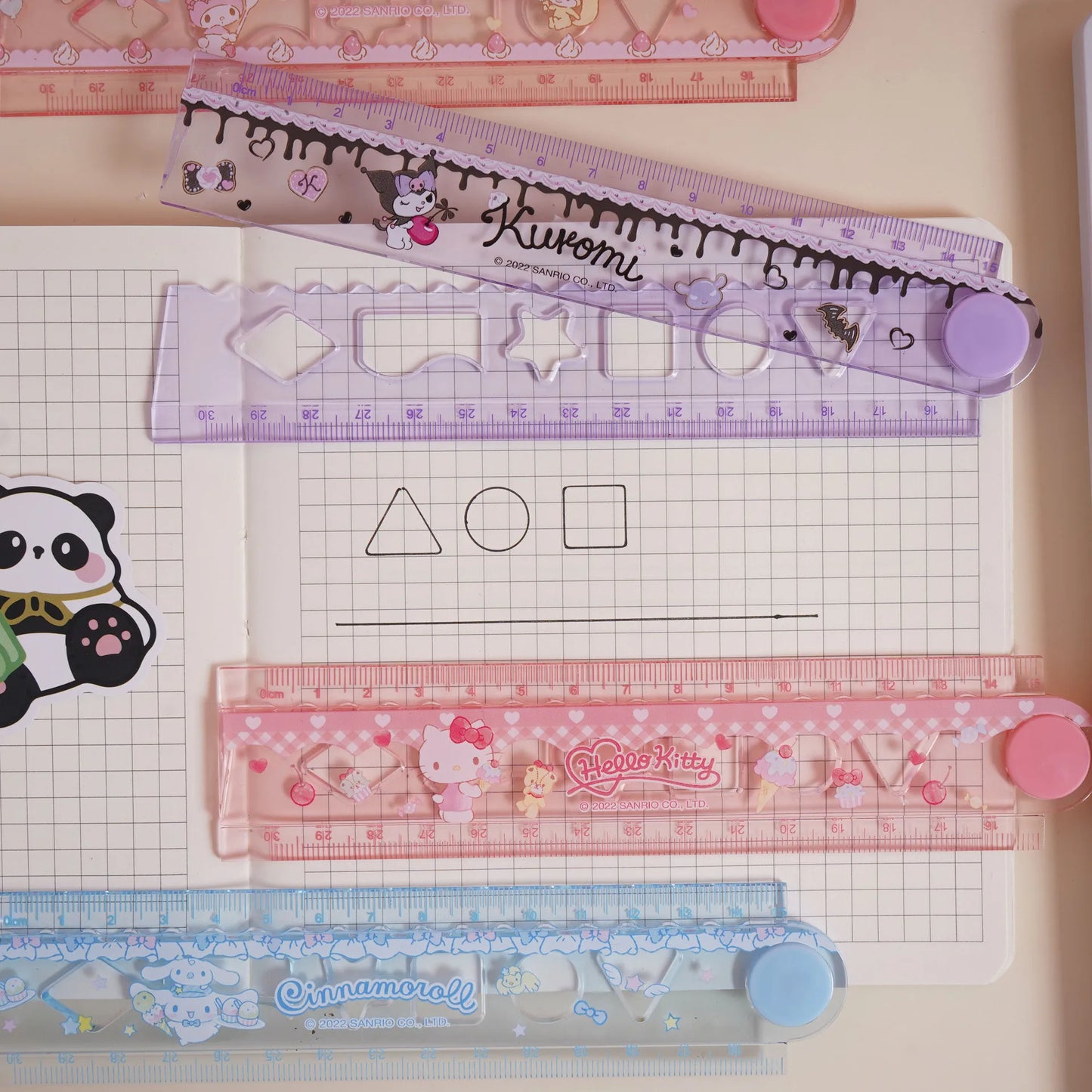 Kawaii Hello Kitty ma mélodie Kuromi 30Cm dessin animé échelle en plastique étudiant papeterie Anime Sanrio fille coeur mignon règle rétractable