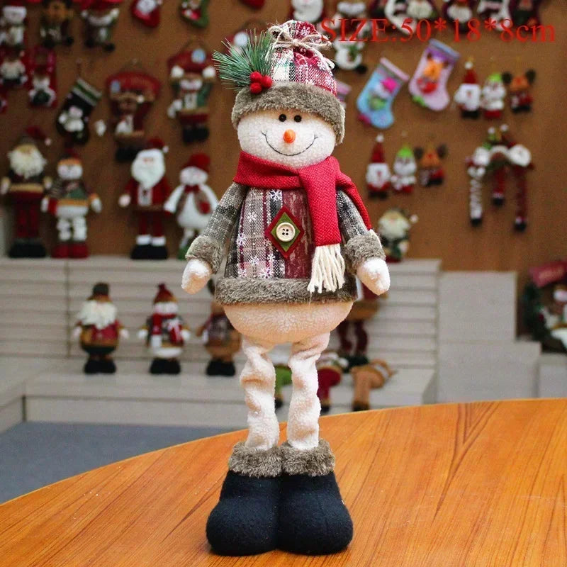 Décorations de Noël, bonhomme de neige, père Noël, debout, jouets en peluche