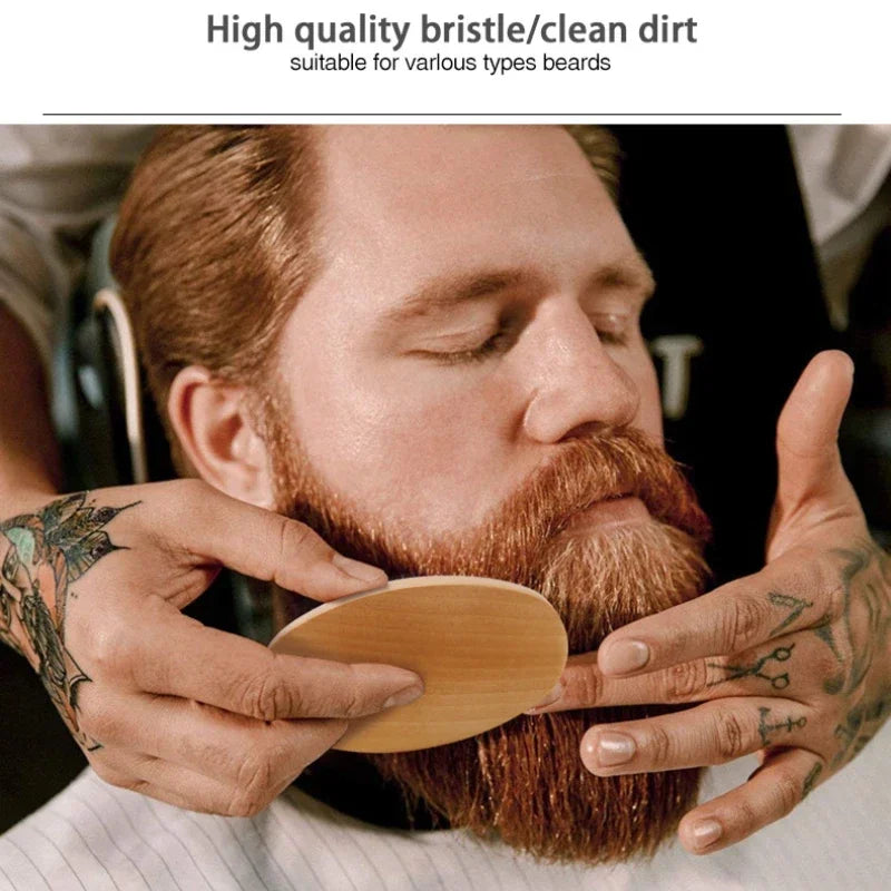 Ensemble de pinceaux de rasage pour hommes, poils de sanglier portables, brosse à barbe naturelle pour le nettoyage du visage, outil de coiffure
