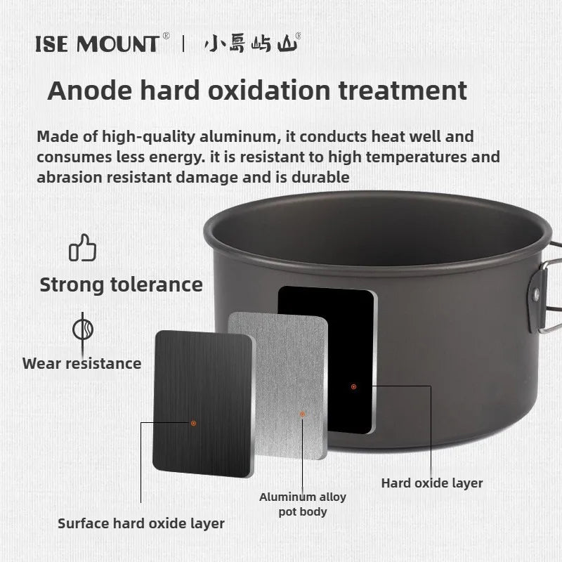 Batterie de cuisine de Camping pour 1 à 3 personnes, casserole et poêle légères et portables avec sac de transport, parfait pour le Camping en plein air