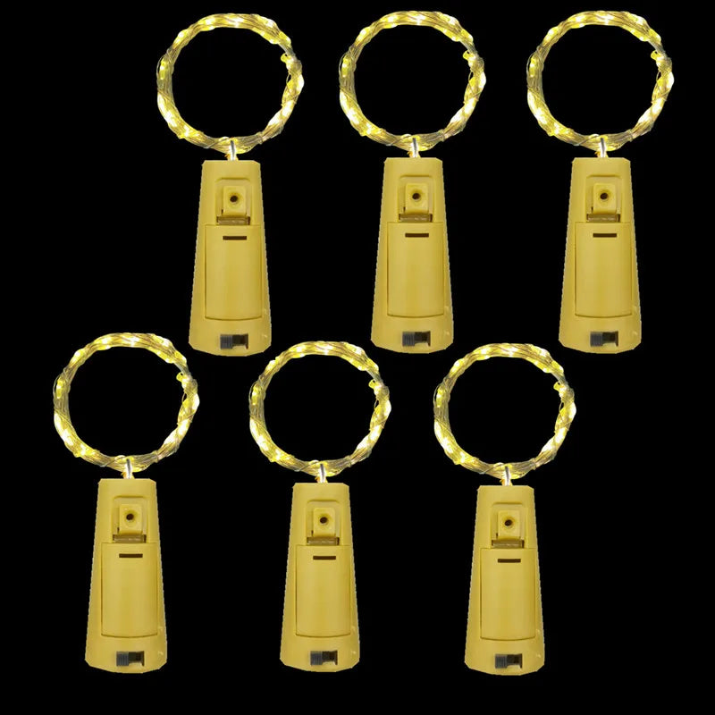 6 pièces - bouteille lumière batterie puissance LED bouteille