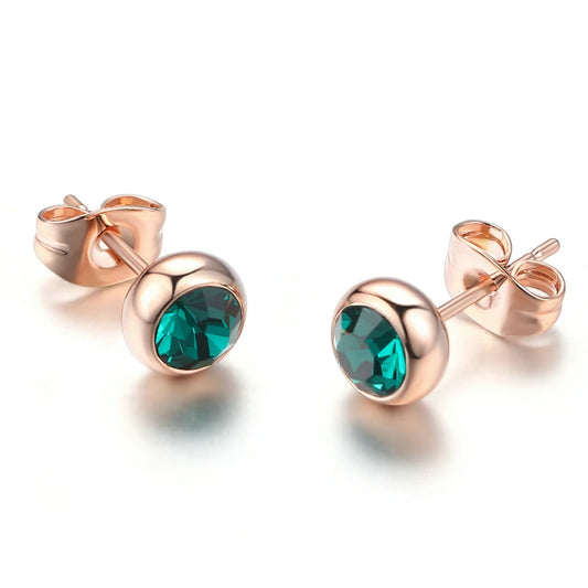 DFE270M – boucles d'oreilles classiques en zircone cubique pour femmes, simples, accessoires, bijoux à la mode, couleur or Rose