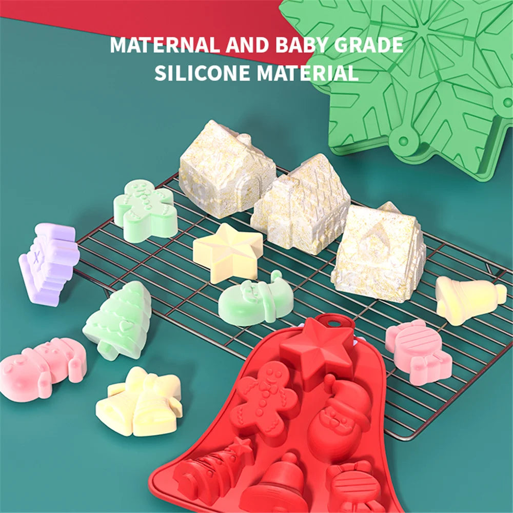 Moule à Chocolat en Silicone pour Décoration de Gâteaux, Ustensiles de Cuisson, DIY, Arbres de Noël, Bonhomme de Neige, Cadeaux, Accessoires
