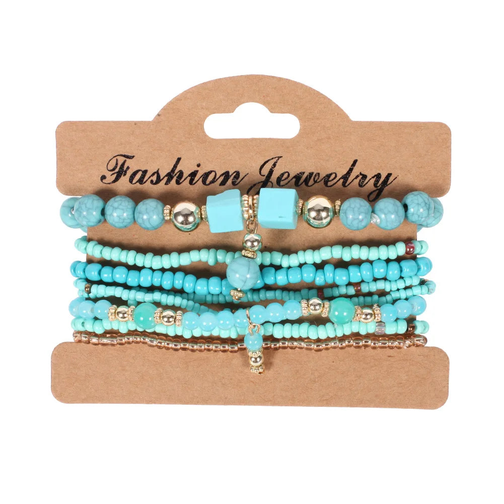Ensemble de bracelets bohème en perles faites à la main pour femmes, chaîne de perles colorées d'été, accessoires de bijoux Boho pour hommes