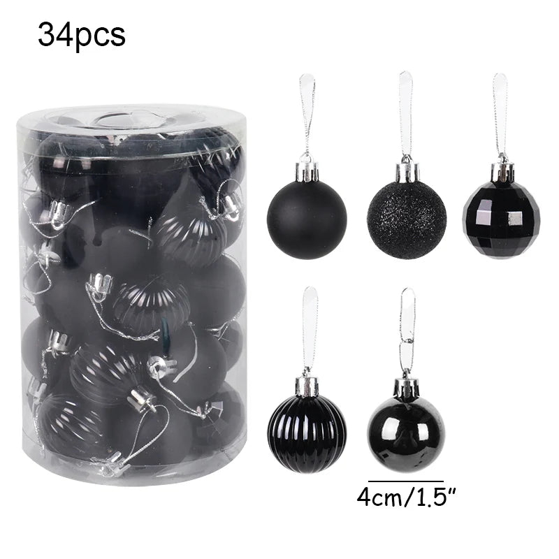 34 pièces boules de plastique de Noël arbre de Noël suspendus ornement boule de pendentif