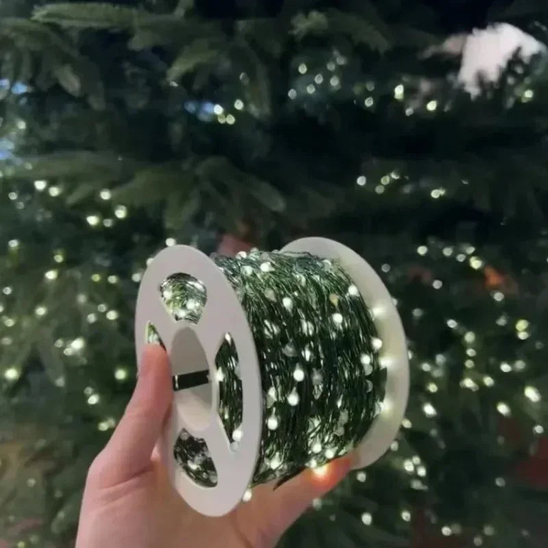Guirlande lumineuse LED de noël, 5M/10M/20M/30M, fil de cuivre vert, guirlande lumineuse féerique avec télécommande USB pour la décoration de noël