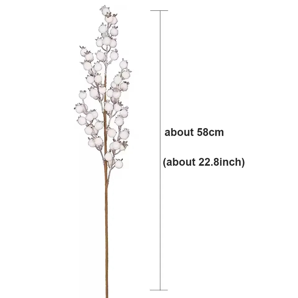 Bouquet de baies blanches artificielles 58cm